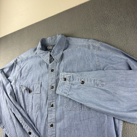 Polo Ralph Lauren Other - Polo Ralph Lauren Shirt Men's L Blue Donington Denim Chambray Flap Pockets West
